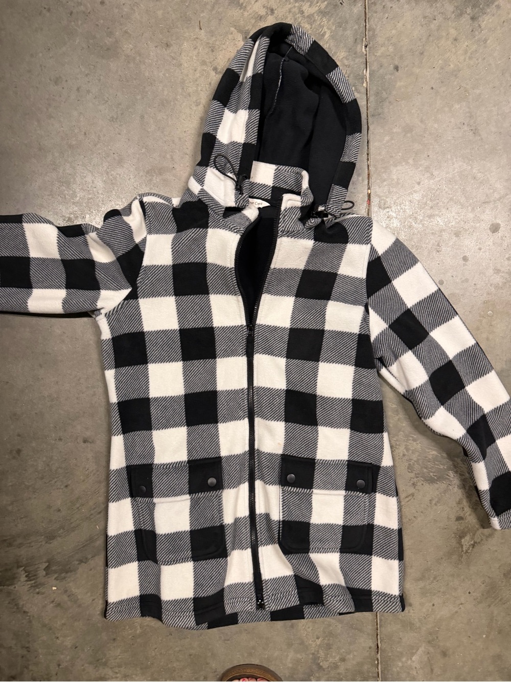 Black & White Buffalo Plaid Hooded Zip Jacket